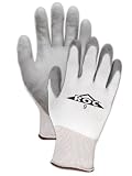 Magid ROC GP139 Polyester Glove, Gray Polyurethane Palm Coating, Knit Wrist Cuff, 9.25