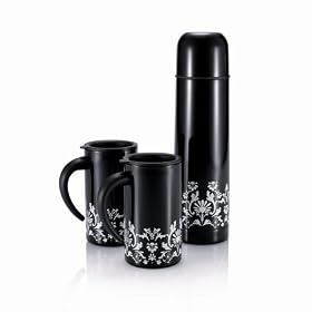 Black Flask with 2 Mugs in Gift Set by XD