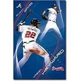 Professionally Framed Atlanta Braves Jason Heyward Sports Poster Print - 22x34 with RichAndFramous Black Wood Frame