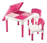 NEW Abracadabrazoo Exclusive Girls Pink Preschool 2 in 1 Table & Chair Set Brick Block Lego & Duplo Compatible
