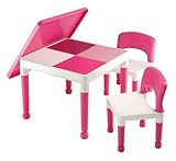 NEW Abracadabrazoo Exclusive Girls' Pink Preschool 2 in 1 Table & Chair Set Brick Block Lego &a