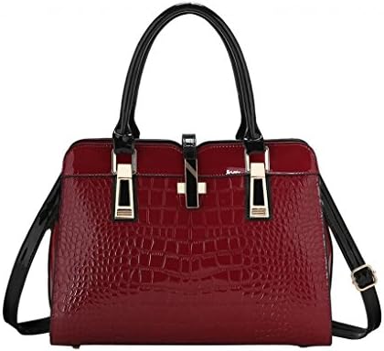 YMB Women's Fashion Crocodile Print Handbag Shoulder Tote Bag Burgundy