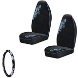 3PC - Front High Back Car Truck SUV Bucket Seat Covers & Steering Wheel Cover -... 