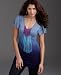 One World Top, Short Sleeve V Neck Dip Dye with Multi Fringe