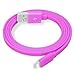 YellowKnife MFi Certified-IOS 7 Noodle Flat 8pin Lightning (3.2ft) Colorful USB Cable Supports Charging And Syncing for iPhone 5 5S 5C,iPad (Air/4th generation),iPad mini,iPod (7th generation),iPod touch (5th generation)&iPod nano(7th generation) With ZEISS Zeiss Pre-Moistened Lens Cloths (Purple)