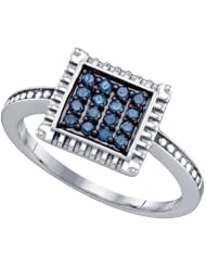 0.26CTW BLUE DIAMOND CLUSTER RING