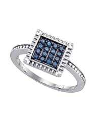 0.26CTW BLUE DIAMOND CLUSTER RING