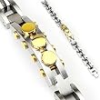 316L Stainless Steel Bracelet with IP Black Links & Gold Bolts - Length 8.66" (220mm) - Width 16mm