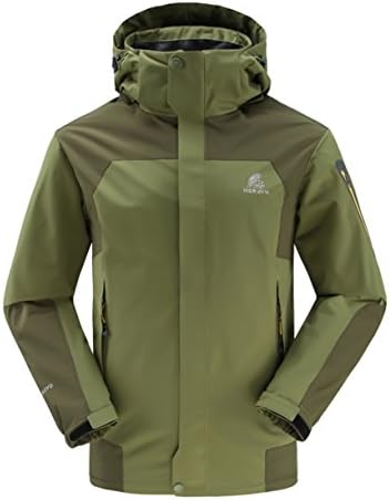 DZRDA Mens Waterproof Crimbing Hiking Jacket hoodie Coat Green L