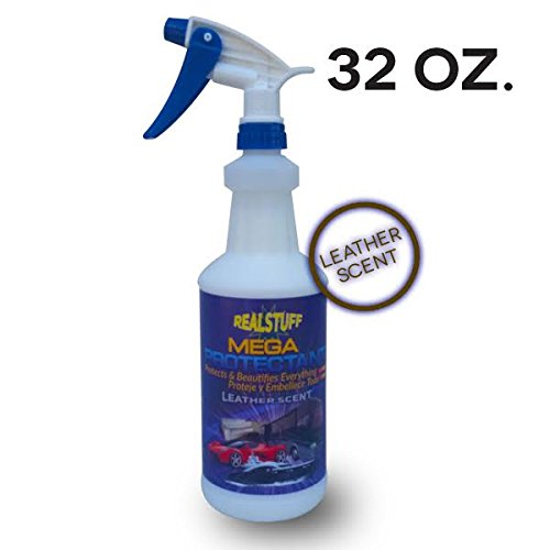 Real Stuff Vinyl, MEGA PROTECTANT (RS-0804-15) Restorer and Conditioner for Cars, Boats, RVs, Motorcycles and More with UV Rays Blockers and Leather Scent (32 oz)
