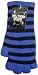 BLUE AND BLACK STRIPED FINGERLESS KNIT GLOVES
