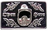 "Open Here" Rectangular Metal Bottle Opener Belt Buckle