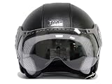 Black Leather Air Force Pilot Open Face Motorcycle Scooter Helmet DOT (Medium)