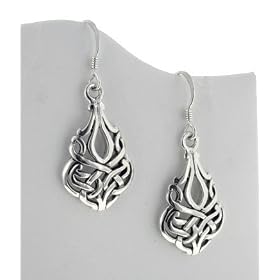 Solid Sterling Silver Filigree Celtic Knot Earrings by 