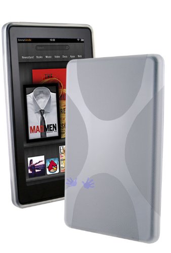 HHI TPU Case Rubber Skin Cover For Amazon Kindle Fire - Clear White (Package include a HandHelditems Sketch Stylus Pen)