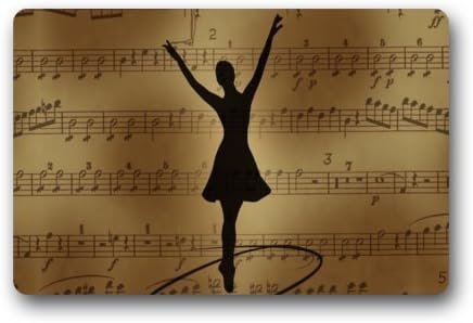 Mayers 23.6"(L)x15.7"(W),3/16"-Ballet Dancer With Music Note Door Mat Durable Heat-resistant Non-woven Fabric Top Doormat