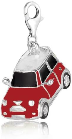Sterling Silver & Enamel clip-on red mini cooper charm