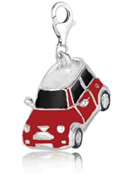 Sterling Silver & Enamel clip-on red mini cooper charm
