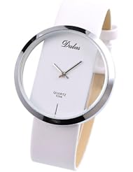 Dalas White Leather Transparent Dial Fashion Lady Girl Wrist Quartz Watch Gift WAA025