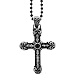 Stainless Steel Stainless Steel Medieval Cross Pendant With Black Zirconia Diamond Christian & Catholic Religious Jewelry
