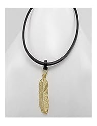 Black Feather Leather Necklace In White Base