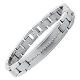 Titanium ID Link Bracelet Satin High Polish with 20 CZ 8.5