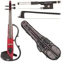 Yamaha SV-130 Concert Select Silent Electric Candy Apple Red 4/4 Violin Outfit including a Johnson String Young Artist Carbon Composite Bow and Yamaha Gray Gig Bag