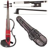 Yamaha SV-130 Concert Select Silent Electric Candy Apple Red 4/4 Violin Outfit including a Johnson String Young Artist Carbon Composite Bow & Yamaha Gray Gig Bag