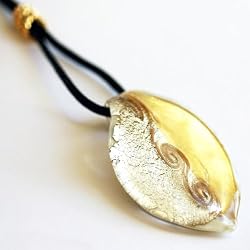 Handmade Leaf Shaped Murano Glass Pendant- Foglia Light Brown Style 1