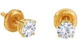 Spectacular! 14k Yellow-gold Pair 5.00mm each (1 CT TW) Round Moissanite Stud Earings by Vicky K Designs