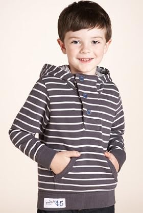 Pure Cotton Striped Hooded Top