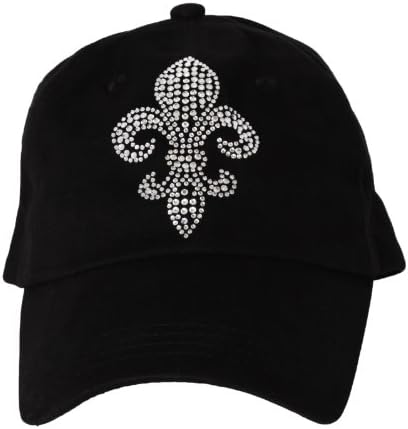 Women's Crystal Adjustable Baseball Cap Rhinestone Bling Hat (Black)