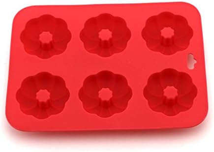 Anfimu Non-stick Silicone Flower Shaped Donuts Baking Maker Pan - Including a Bar in the Middle