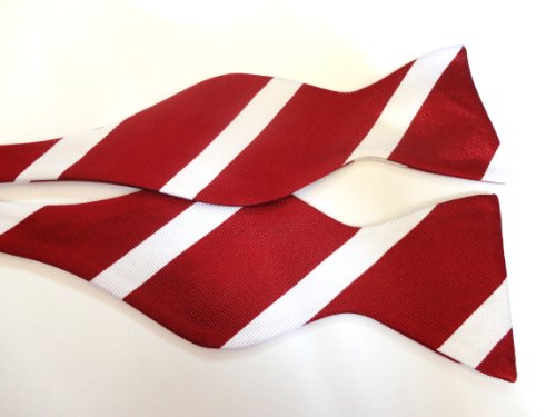 Marlon Garci 100% Silk Woven Dark Red & White Thick & Thin Self-tie Bow Tie