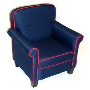 4D Concepts High Back Kids Chair, Navy Blue with Red Piping