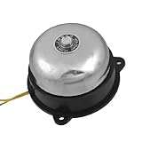 uxcell 　火災警報ゴング電気ベル　学校工場用　直径　75mm　AC 220V　シルバートーン　ブラック