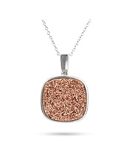 Sterling Silver Cushion Cut Rose Drusy Necklace