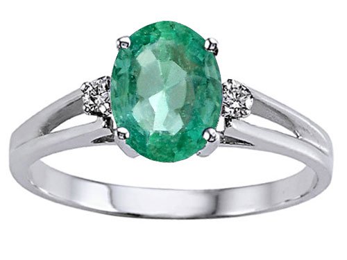 1.21 cts Genuine Emerald and Diamond Ring - 14kt White or Yellow Gold