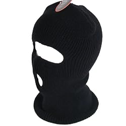 SKI FACE MASK KNIT BEANIE BIKER SNOWBOARD 1 HOLE BLACK * Size - Medium / Large