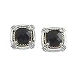 14K Two-Tone Gold Onyx and Diamond Earrings
