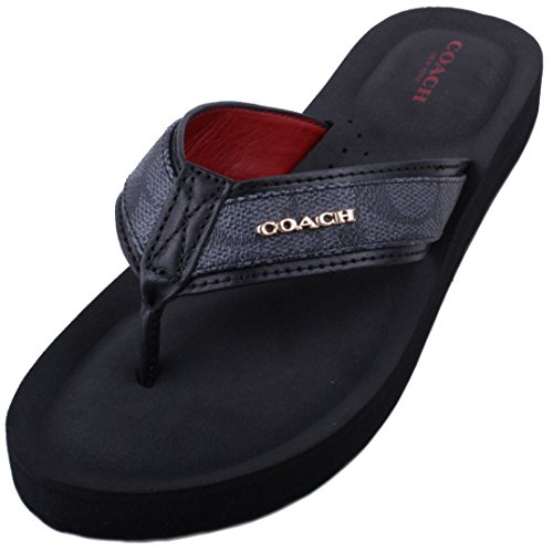 black coach flip flops size 8