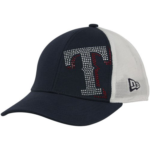 New Era Texas Rangers Youth Girls Navy Blue-White Jersey Shimmer Mesh Back Adjustable Hat