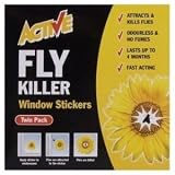 12 x ACTIVE FLY KILLER WINDOW STICKERS SUNFLOWERS (2 Stickers)