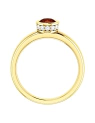 14K Yellow Gold 7.00x5.00mm Oval Cut Mozambique Garnet and Diamond Ring -- LIFETIME WARRANTY