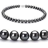 Black 8-9mm AA Freshwater Pearl Necklace 18 inch Princess Length