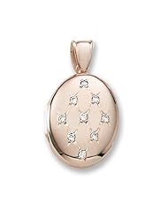 18k Premium Weight Yellow Gold w/ Diamonds Oval Locket 3/4 inch x 1 inch in 18K