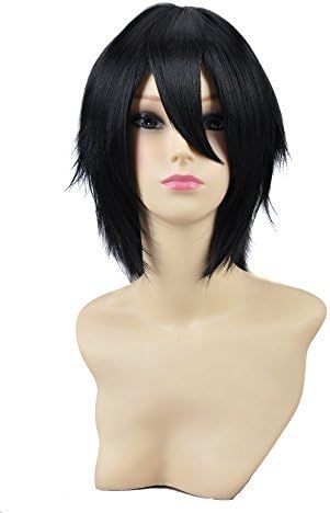 Playcosland Fantastic Synthetic Fiber Anime Cosplay Short Wig Black