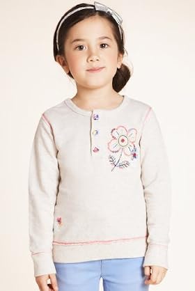 Pure Cotton Long Sleeve Floral Embroidered Sweat Top