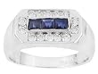 14K White Gold Man's Sapphire and Diamond Ring