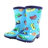 ホットビスケッツ(mikihouse) 働く車＆お花☆レインブーツ（長靴） 15cm ブルー（15）